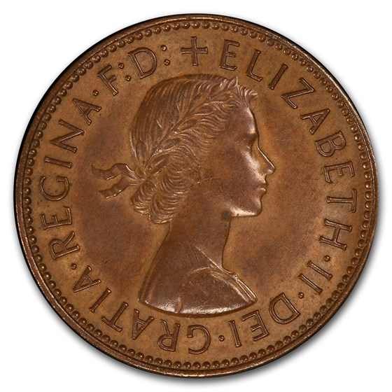 1954-1967 ND AE Halfpenny AU-58 PCGS (Mint Error) 1954-1967 ND AE Halfpenny AU-58 PCGS (Mint Error)